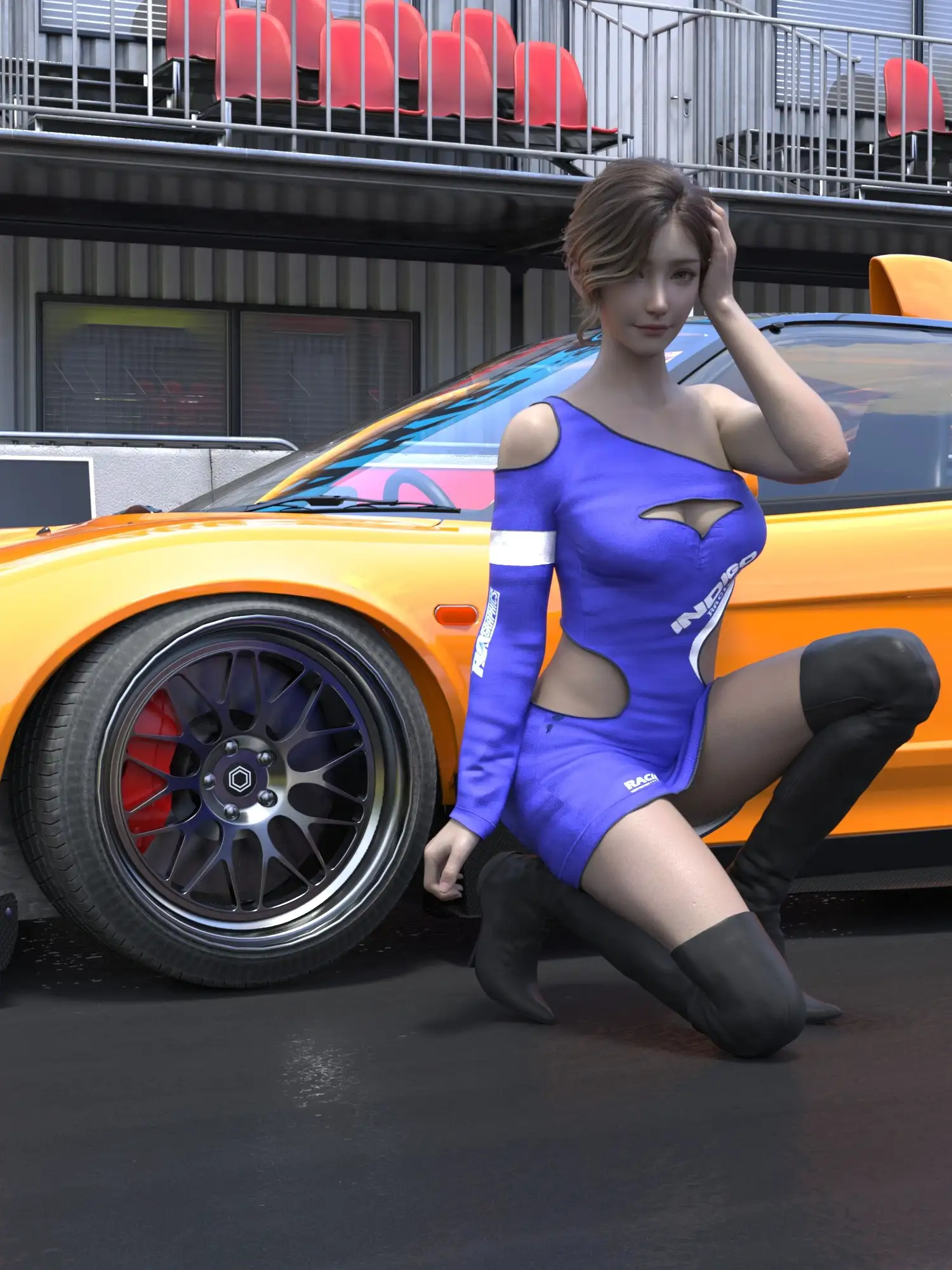 1週間の便秘を全部出しちゃうレースクイーンコスプレ女子大生