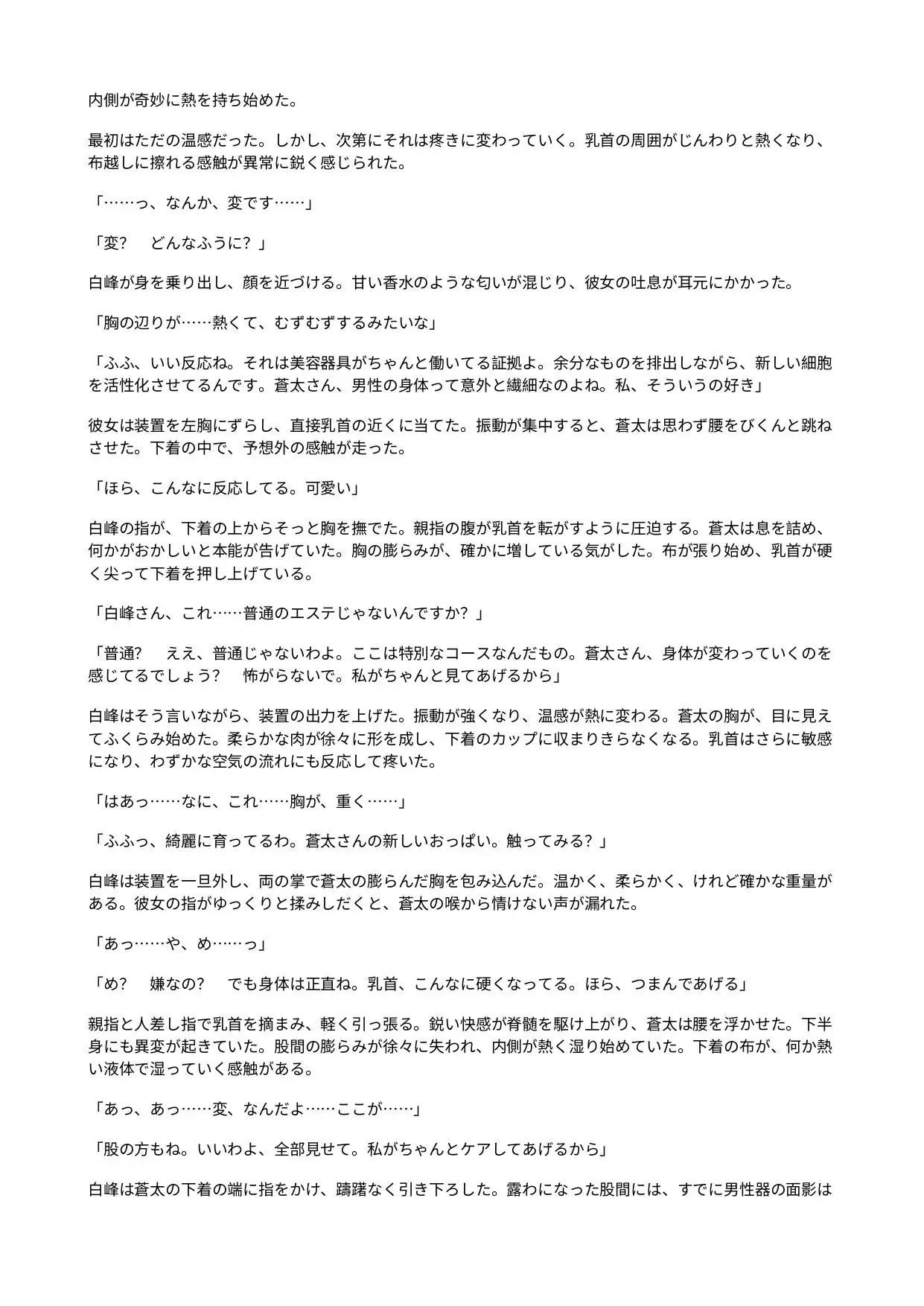 高級エステのセラピストに女体化された俺 ～美容器具で敏感な身体を作り変えられ、施術台の上で雌に調教される～