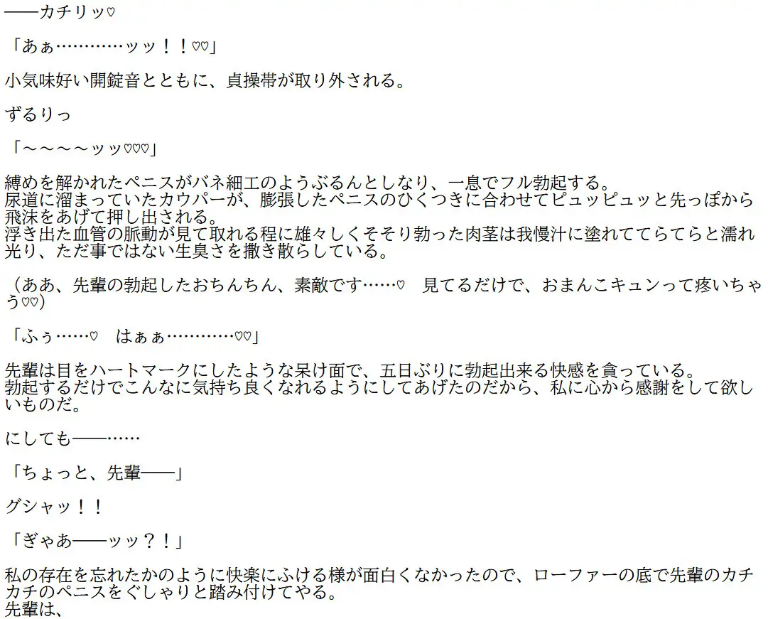 私の先輩(前編)―マゾでフタナリの先輩を貞操帯射精管理で百合調教する