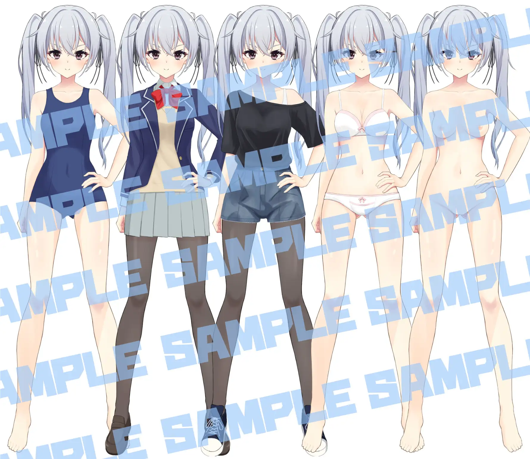 【スチル付き立ち絵素材】ツインテ制服女子