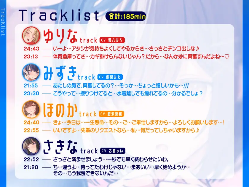 【豪華声優+3時間超え大ボリューム】⭐中出しサブスク〜運動部編～⭐定額おま○こ挿れ放題〜