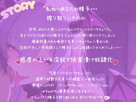 快楽漬けサキュバスの淫紋付与中出し絶頂♡〜媚薬唾液でとろとろにされて、性奴○化♡おまんこ感度共有生ハメ絶頂〜【KU100の濃厚1時間22分♩】