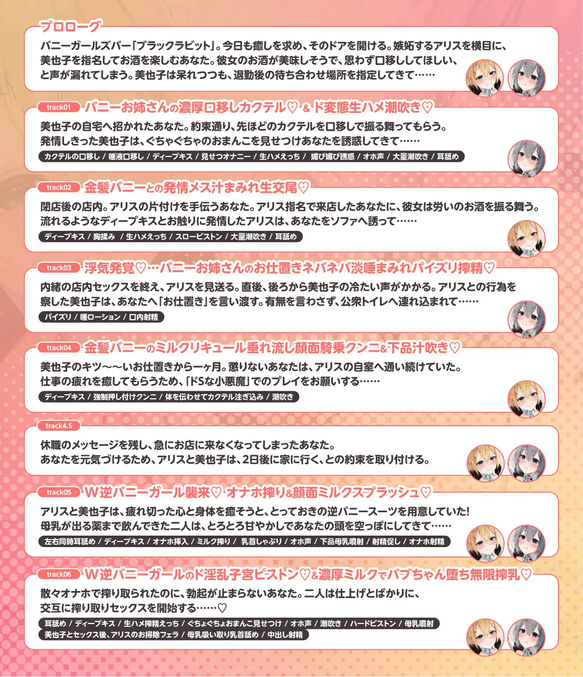 【バニー×甘々汁プレイ♡】 理性融解!! -バニーガールたちに汁プレイで理性を壊されるお話♡- 【 潮 /メス汁/ 母乳/甘唾 】