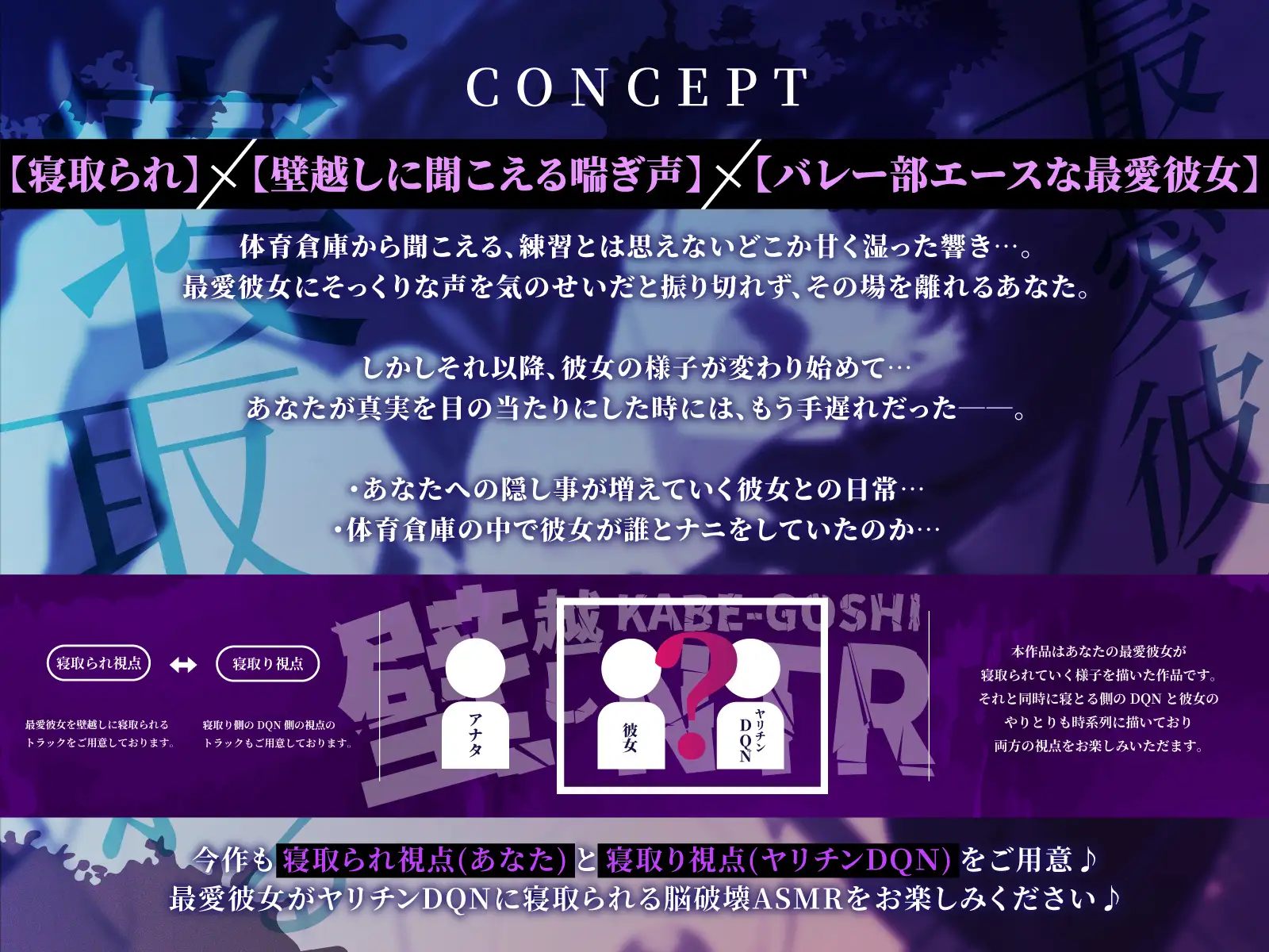 【DM特典付き!!壁越しNTR】後輩バレー部エースの最愛彼女がヤリチンDQNに寝取られるまで～体育倉庫から聞こえる、僕の知らない下品なメス声～