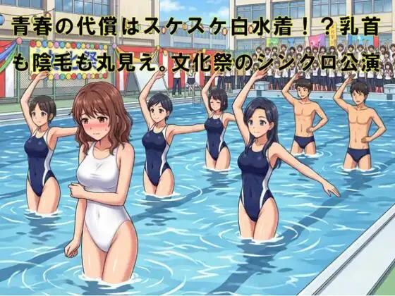 青春の代償はスケスケ白水着！?乳首も陰毛も丸見え。文化祭のシンクロ公演