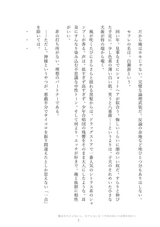俺はホモじゃないし、セフレもいる ~今日のあいつは男か女か~