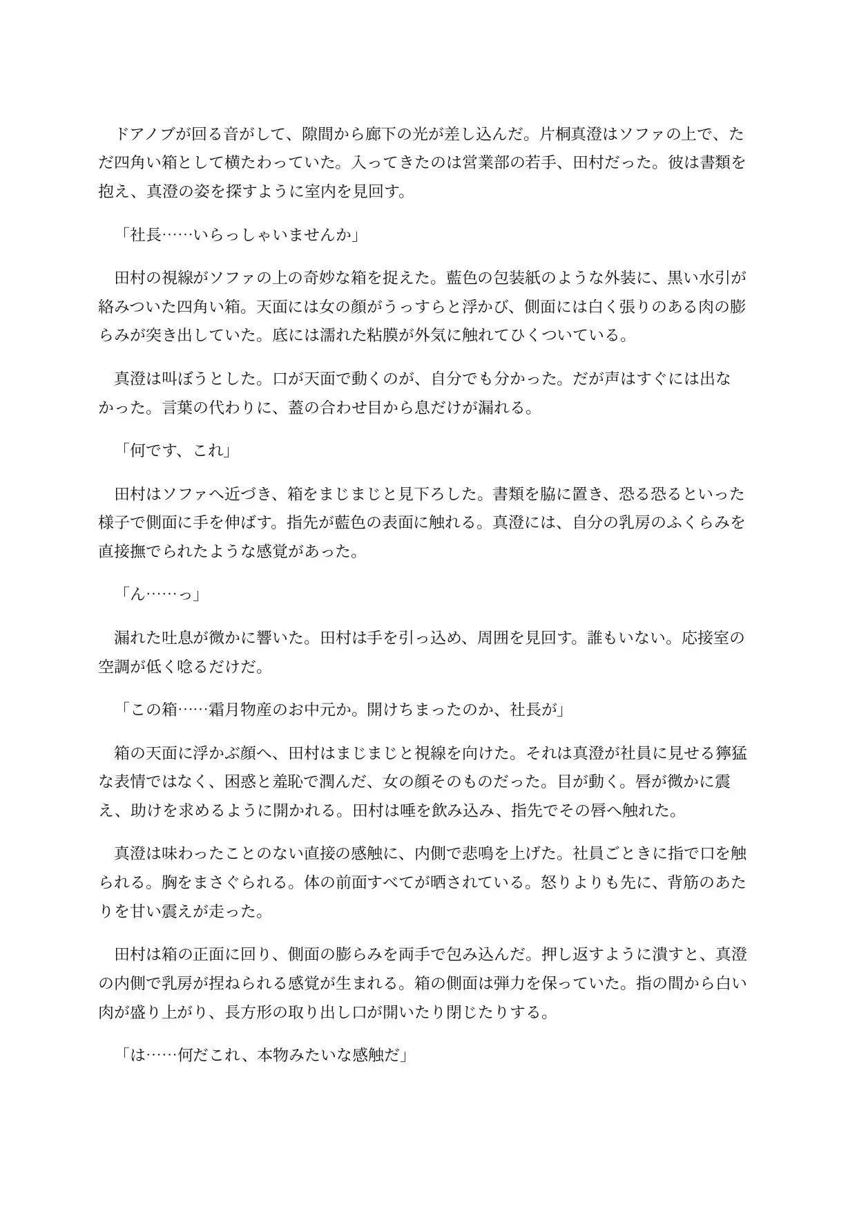 箱化した女社長は部下どもに穴という穴を使われてしまう