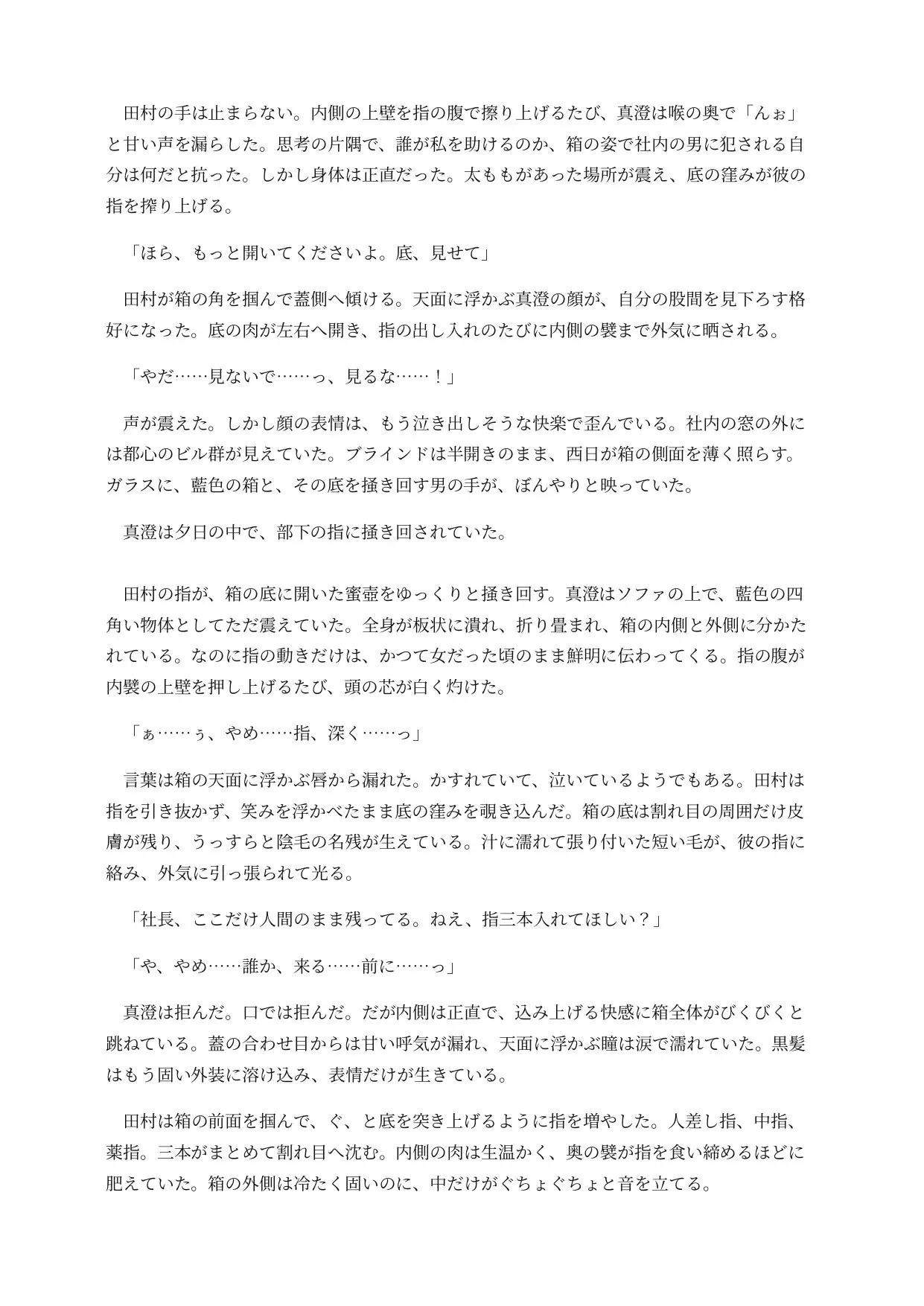 箱化した女社長は部下どもに穴という穴を使われてしまう