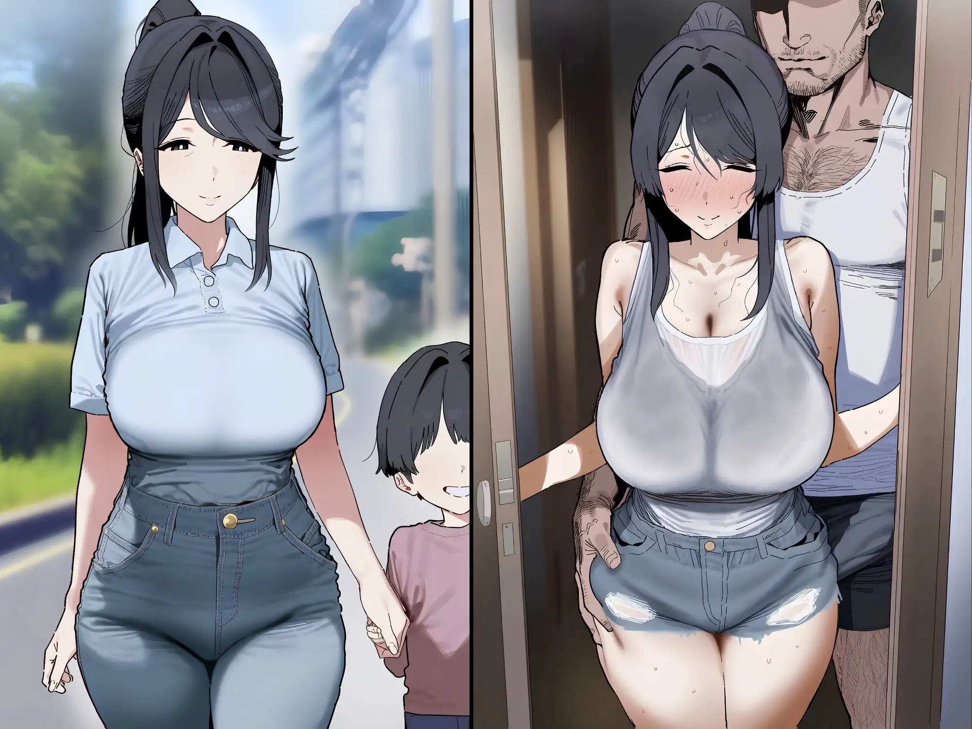 寝取られエ口勝負をしたがる俺の人妻ママ～隣人のデカちんぽに狂わされ、マゾ夫の前で中出しされるまで～【KU100】