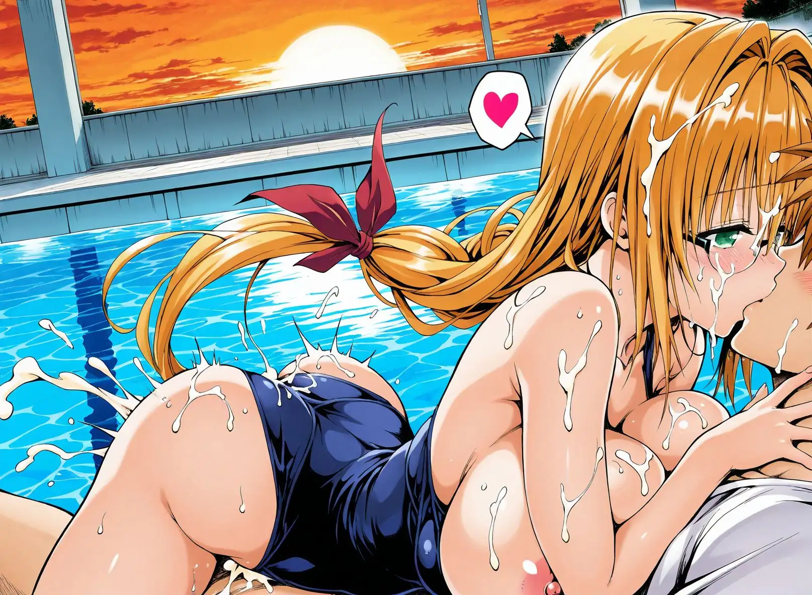 【アクシデンTo LOVE】【CG集TLT1対応】【スク水】金髪巨乳ドジっ子天然美人教師ティア先生と学校のプールでスク水ラブラブあまあまエッチ