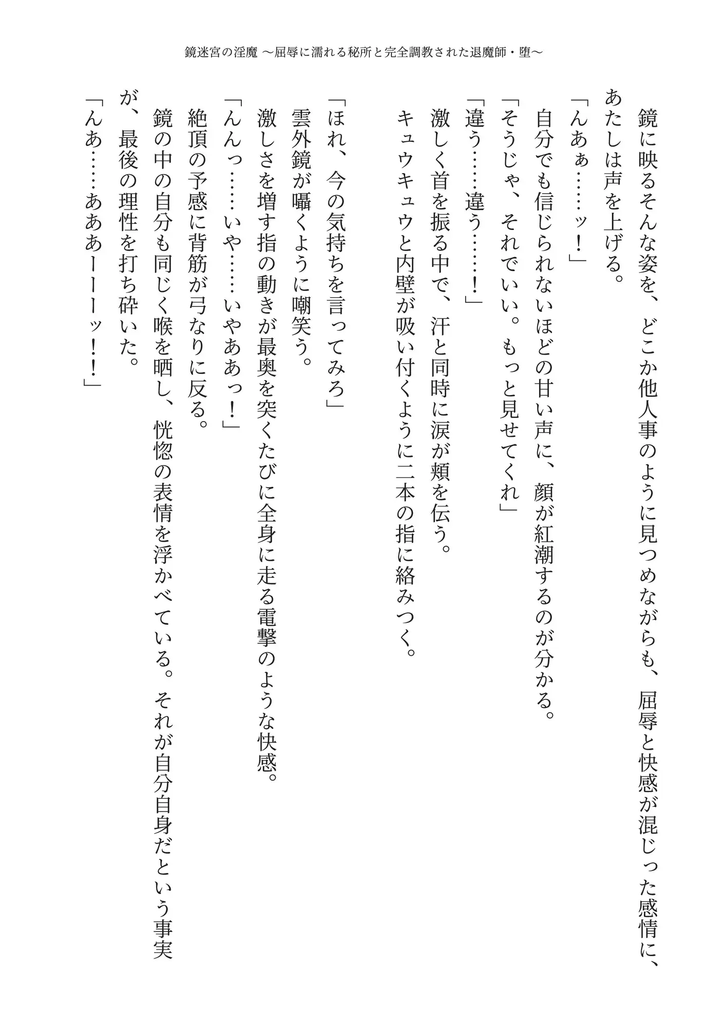 鏡迷宮の淫魔 〜屈辱に濡れる秘所と完全調教された退魔師〜
